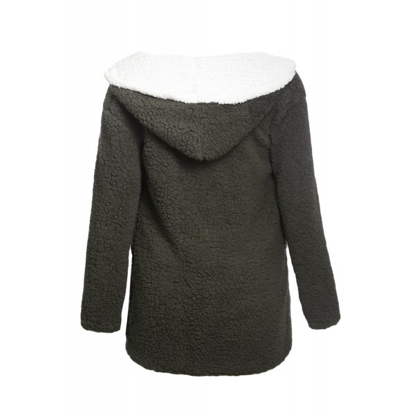 Dark Olive White Lam Wool Hooded Coat