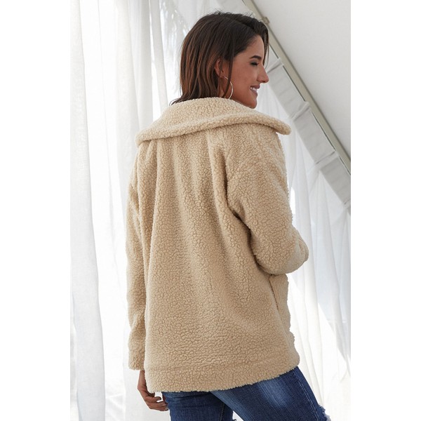 Camel Lamb Wool Zipped Chunky Coat