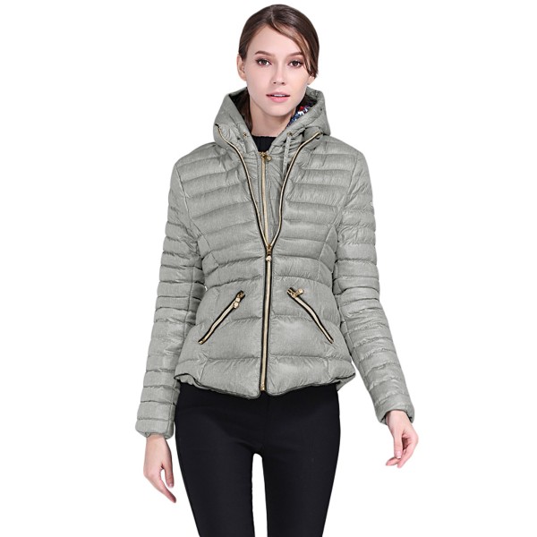 Gray Hooded Cotton Jacket with Zipped Pockets