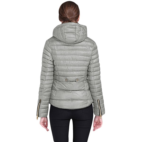 Gray Hooded Cotton Jacket with Zipped Pockets