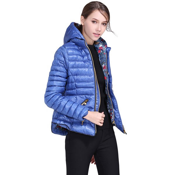 Blue Hooded Cotton Jacket with Zipped Pockets