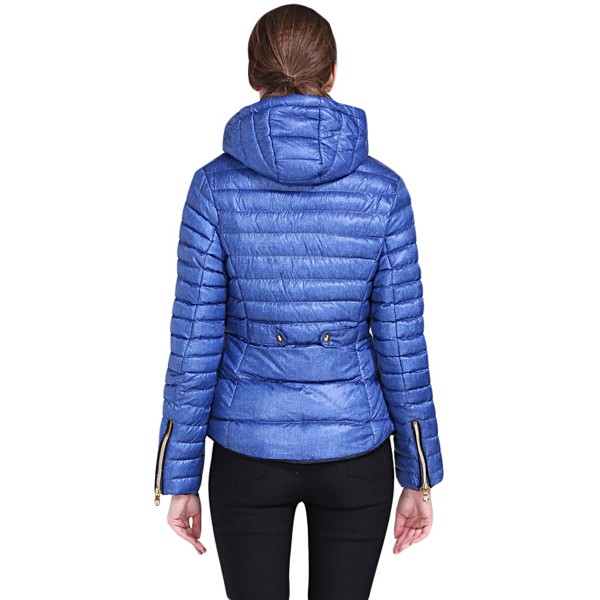 Blue Hooded Cotton Jacket with Zipped Pockets