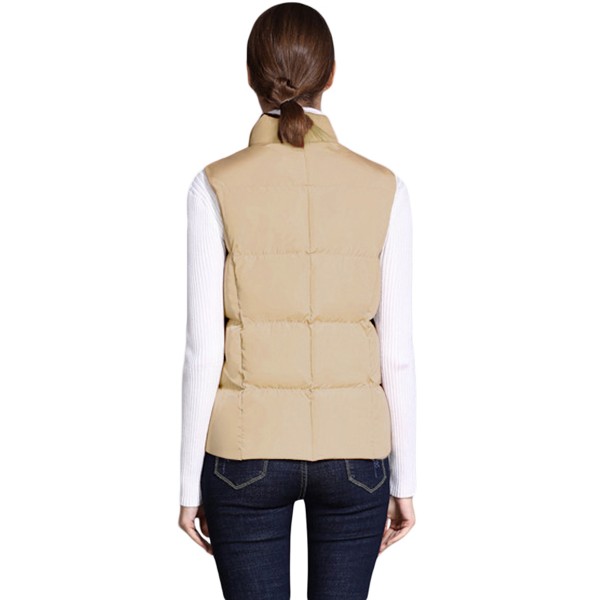 Khaki Sleeveless Female Cotton Jacket