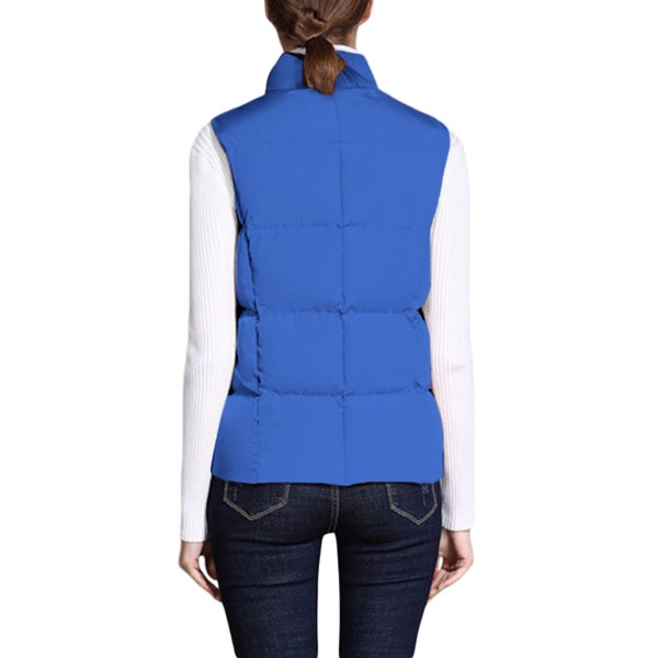 Bright Blue Sleeveless Female Cotton Jacket
