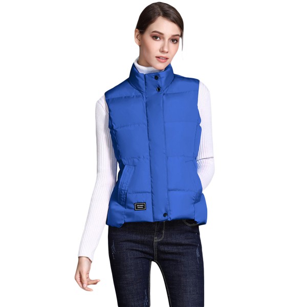 Bright Blue Sleeveless Female Cotton Jacket