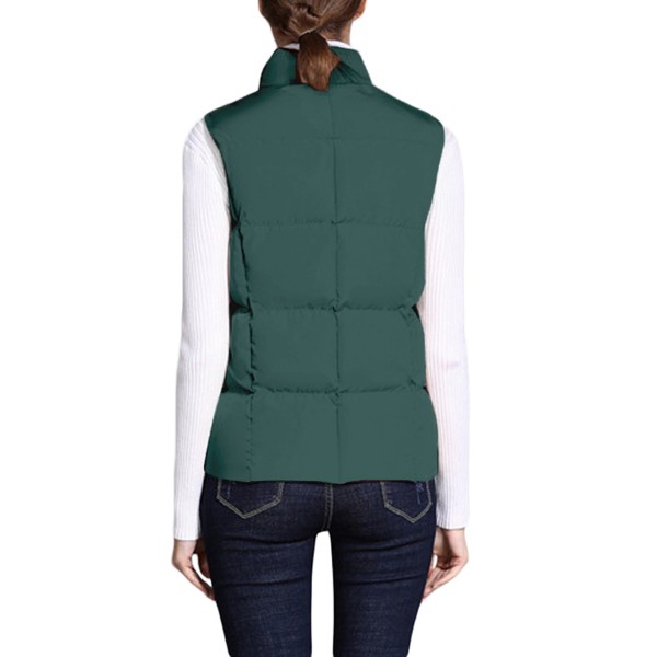 Dark Green Sleeveless Female Cotton Jacket