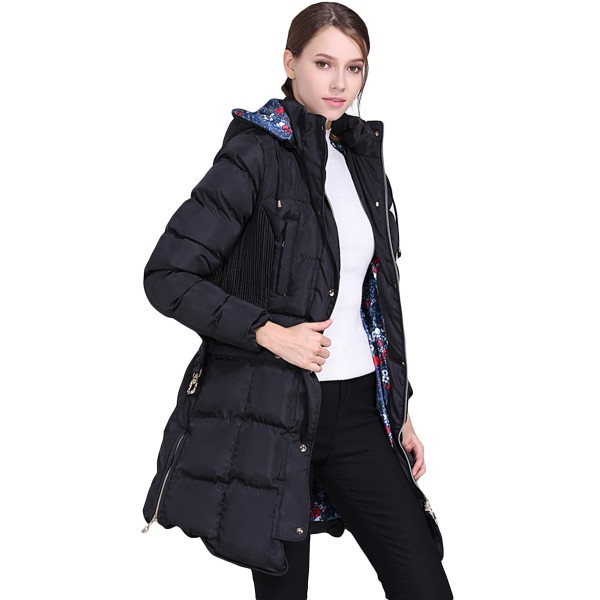 Black Cotton Quilted Longline Hooded Coat
