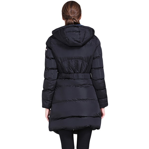 Black Cotton Quilted Longline Hooded Coat