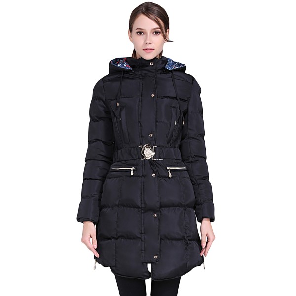Black Cotton Quilted Longline Hooded Coat