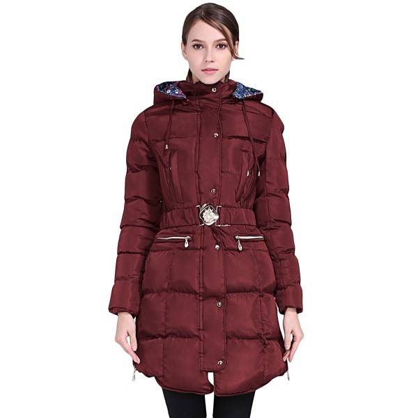 Burgundy Cotton Quilted Longline Hooded Coat