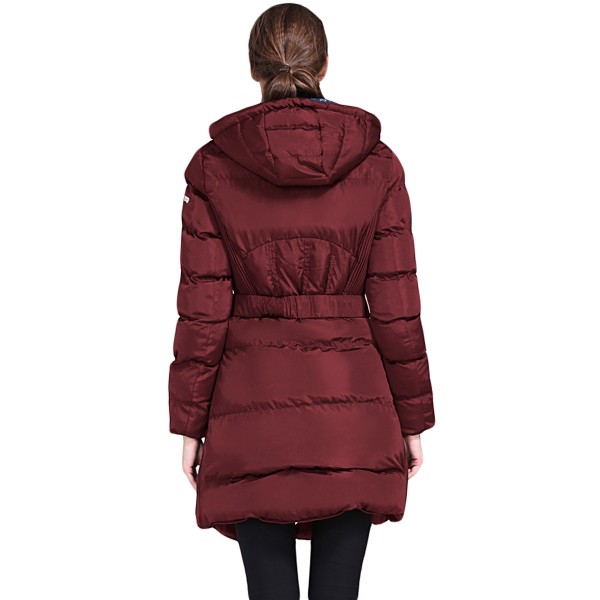 Burgundy Cotton Quilted Longline Hooded Coat