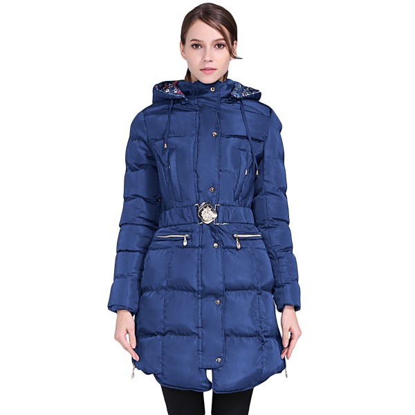 Blue Cotton Quilted Longline Hooded Coat
