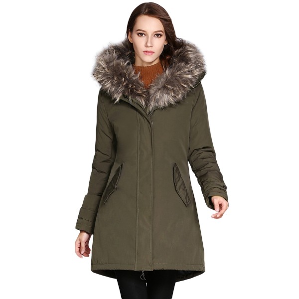 Fur Trim Hooded Army Green Parka Storm Coat