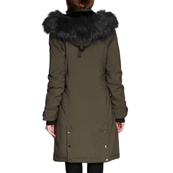 Army Green Plush Fur Hooded Long Parka Coat