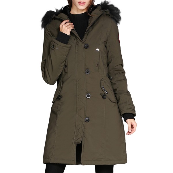 Army Green Plush Fur Hooded Long Parka Coat
