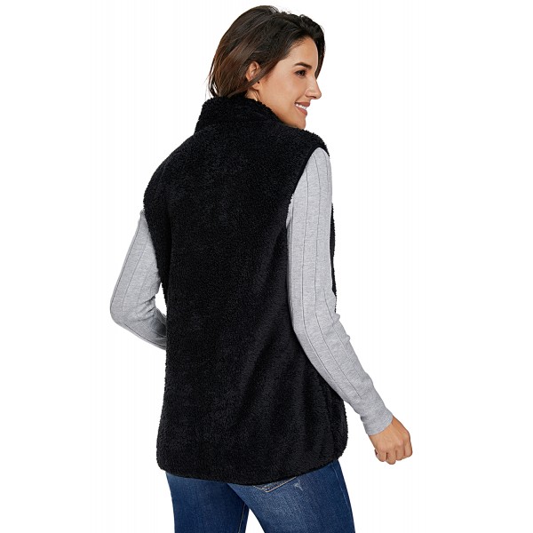 Black Furry High Neck Vest Jacket