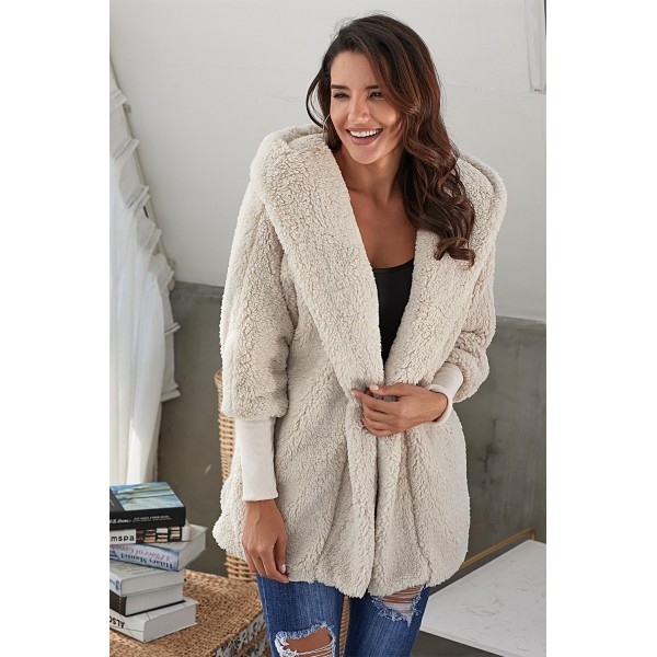 Apricot Woolen Fur Horn Button Oversize Jacket