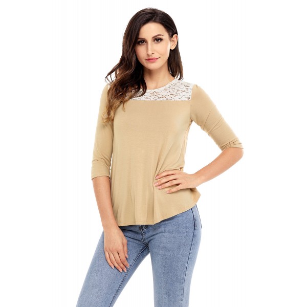 Apricot Lace Shoulder Low Cut Back Top
