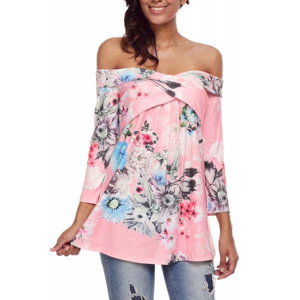 Pink Floral Off Shoulder Crisscross Top