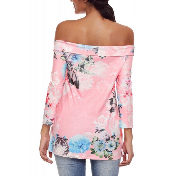 Pink Floral Off Shoulder Crisscross Top