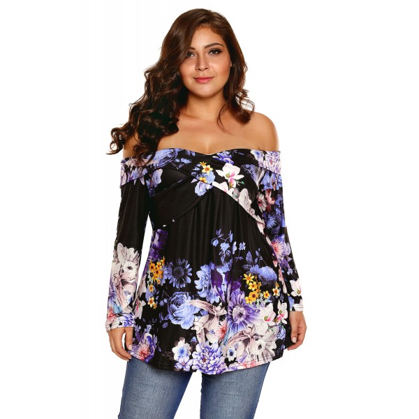 Black Floral Off Shoulder Crisscross Top