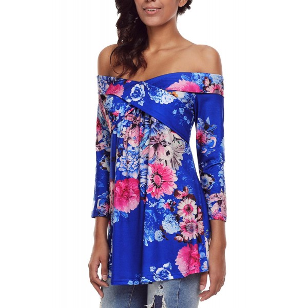 Blue Floral Off Shoulder Crisscross Top