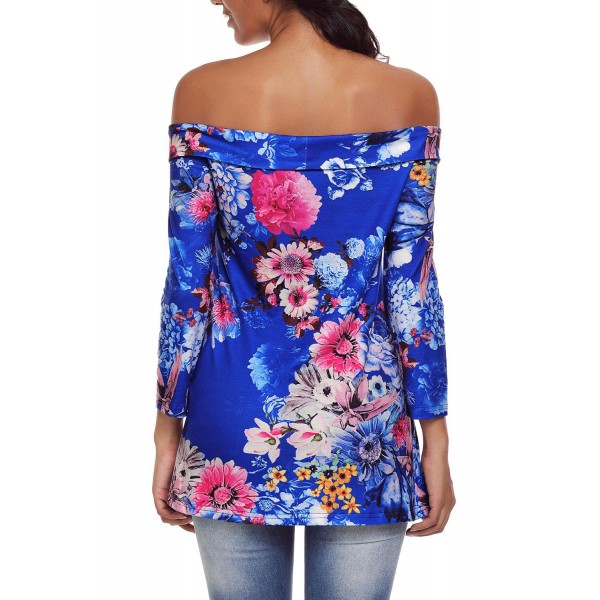 Blue Floral Off Shoulder Crisscross Top