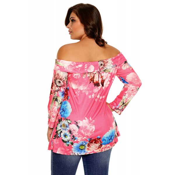 Rosy Floral Off Shoulder Crisscross Top