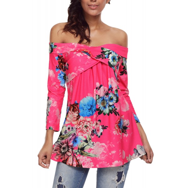 Rosy Floral Off Shoulder Crisscross Top