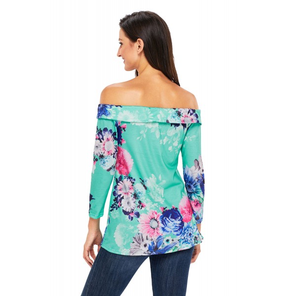Mint Floral Off Shoulder Crisscross Top