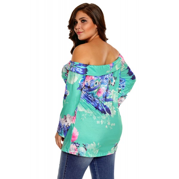 Mint Floral Off Shoulder Crisscross Top