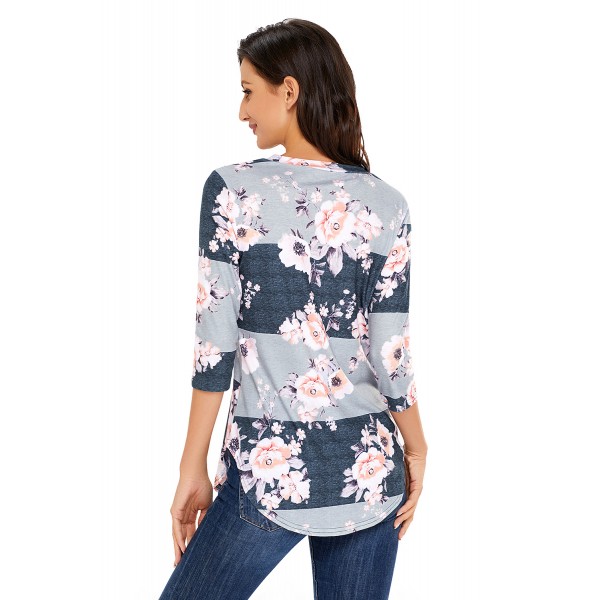Charcoal Grey Bold Stripe Light Floral Shirt