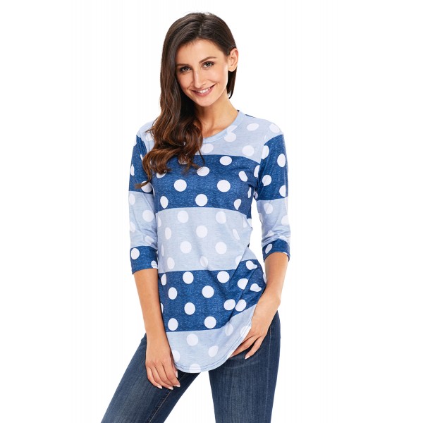 Navy Grey Bold Stripe Polka Dot Shirt