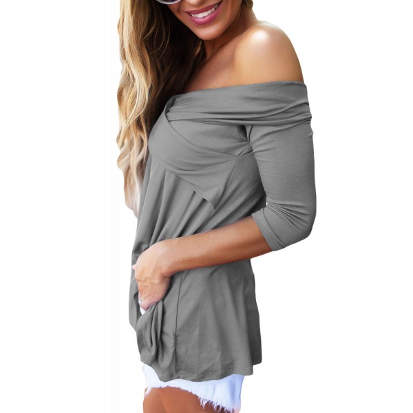 Gray Cross Front Off The Shoulder Top
