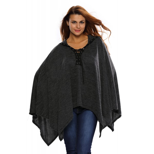 Grommet Lace-up Poncho in Black