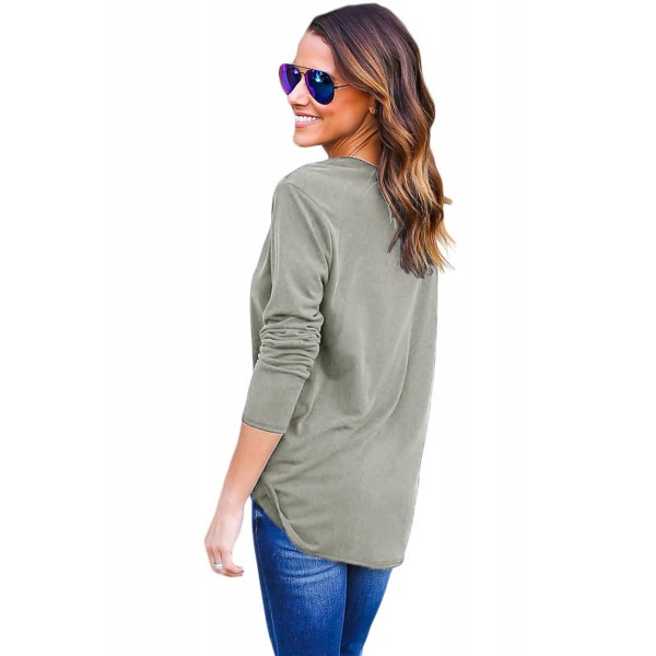 Gray Long Sleeves Drape Top