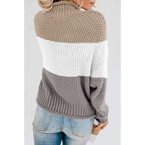 White Oversized Chunky Batwing Long Sleeve Turtleneck Sweater