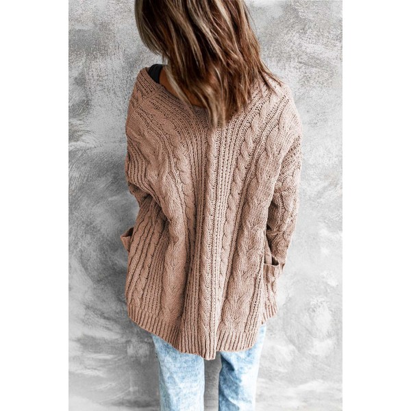 Drop-shoulder Open Front Knitted Sweater