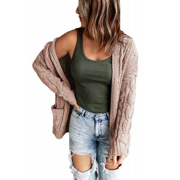 Drop-shoulder Open Front Knitted Sweater