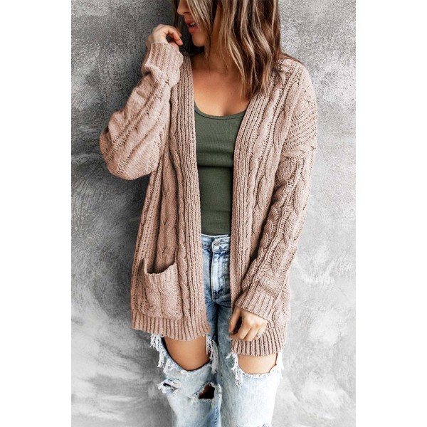 Drop-shoulder Open Front Knitted Sweater