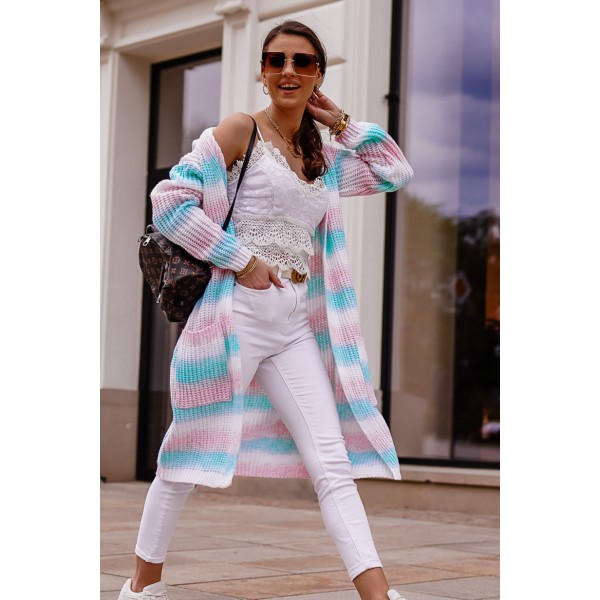Pink Ombre Duster Cardigan with Pockets