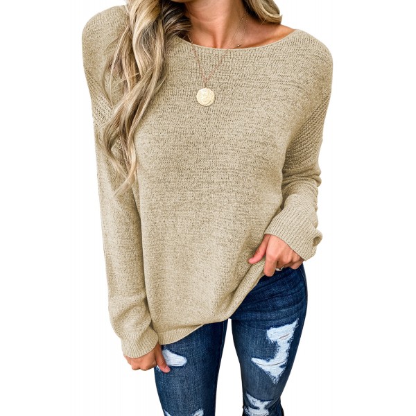 Apricot Long Sleeve Drop Shoulder Knitted Sweater