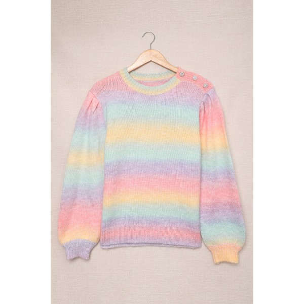 Pearl Decoration Gradient Tie-dye Sweater
