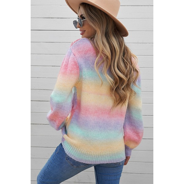Pearl Decoration Gradient Tie-dye Sweater