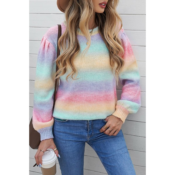 Pearl Decoration Gradient Tie-dye Sweater