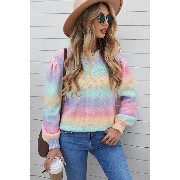 Pearl Decoration Gradient Tie-dye Sweater