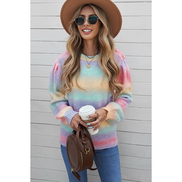 Pearl Decoration Gradient Tie-dye Sweater