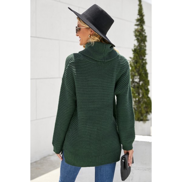 Dark Green Cozy Long Sleeves Turtleneck Sweater