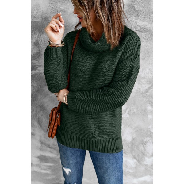 Dark Green Cozy Long Sleeves Turtleneck Sweater