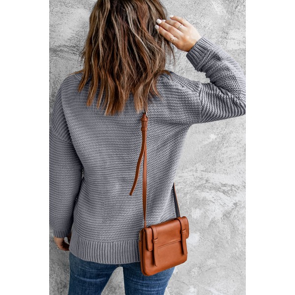Gray Cozy Long Sleeves Turtleneck Sweater